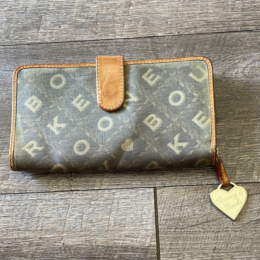 Dooney & Bourke Monogram Leather & Coated Canvas Bifold Wallet Y2K